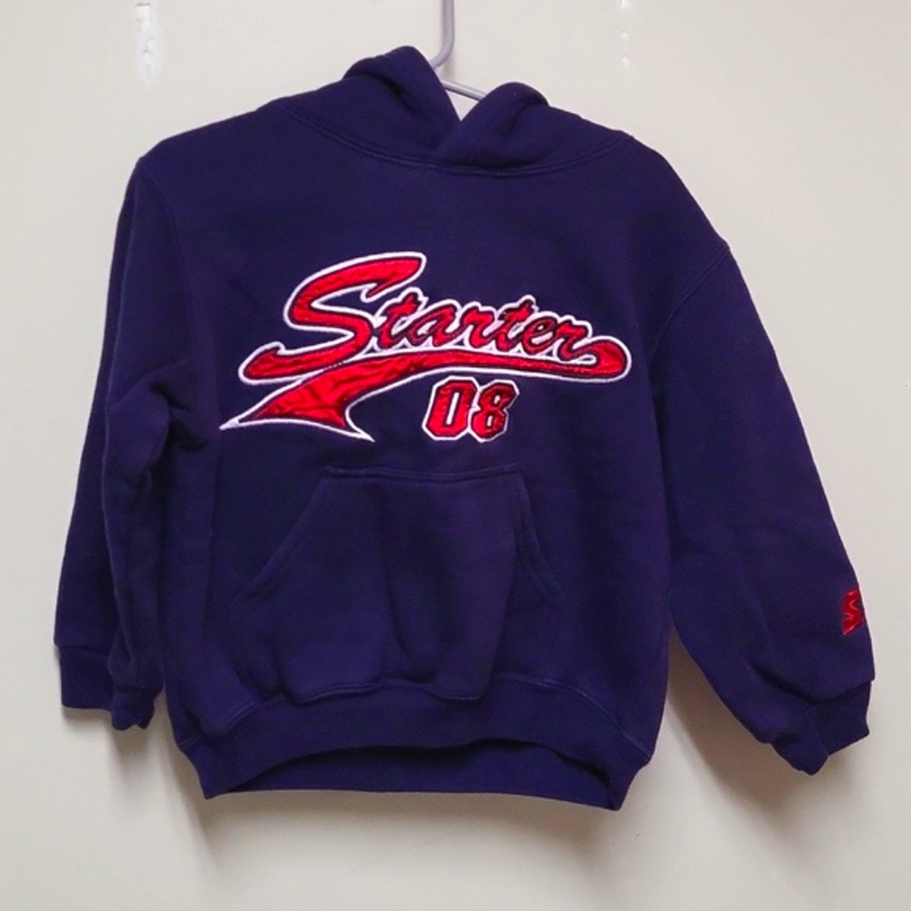Vintage Navy Blue Starter Hooded Sweatshirt with Large Front Pocket